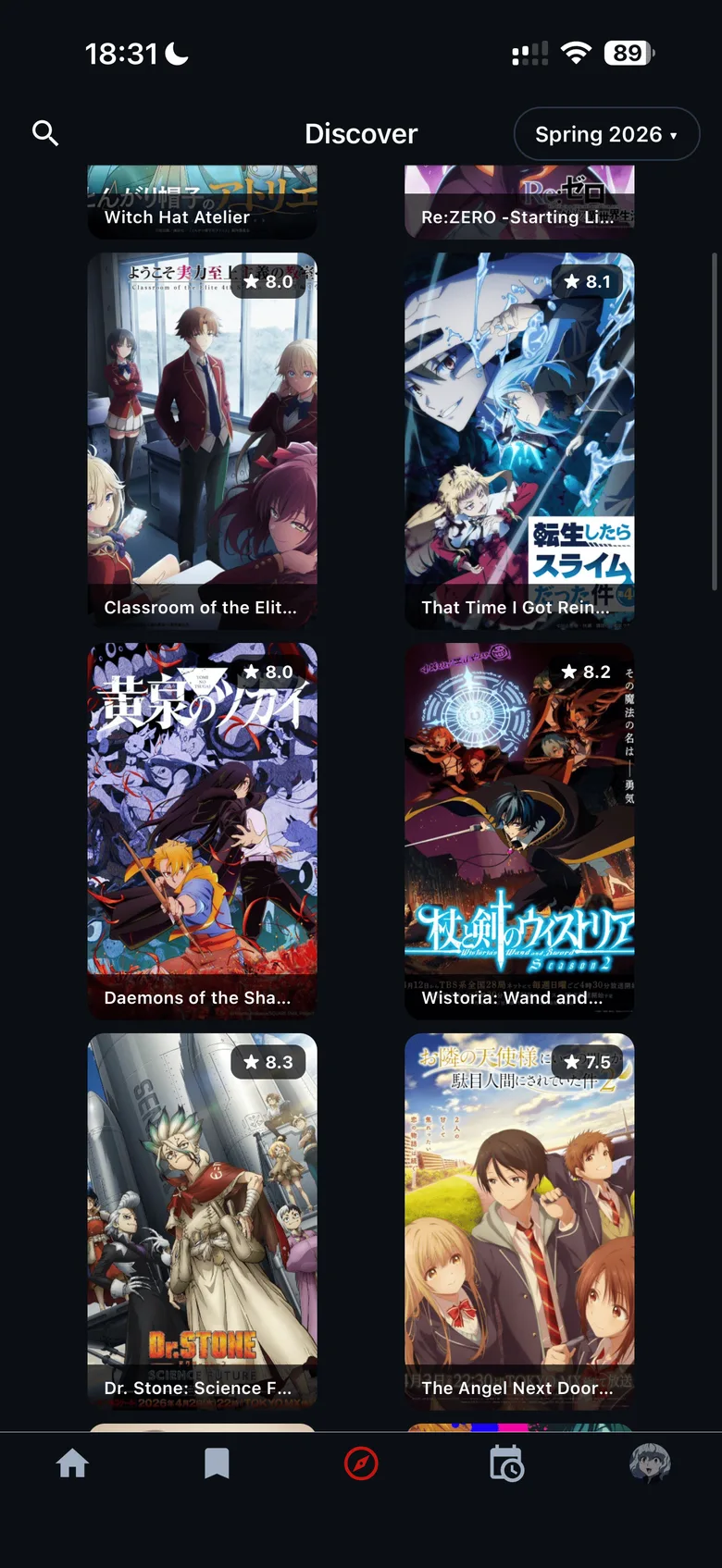 Browse trending anime